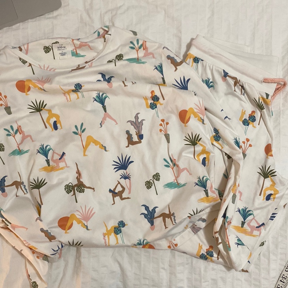 Chelsea Peers Yoga print Wellness Project sleepwear long set